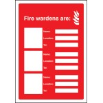 Fire Wardens Are (3 Names - Locations and Numbers)