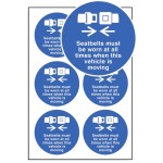 Seatbelts Worn All Times - Labels (Sheet of 6)