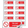 Do Not Unplug Labels (Sheet of 10)