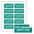 E10 Unleaded Petrol Only - Labels