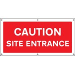 Caution - Site Entrance - Banner with Eyelets