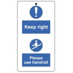 Keep to the Right & Use the Handrail - Double Sided Tags (Pack of 10)