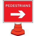 Pedestrians - Arrow Right - Cone Sign