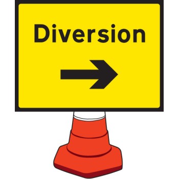 Diversion - Arrow Right - Cone Sign