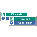 Fire Exit - Keep Clear - Double Sided Window Sticker