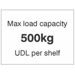 Max load Capacity 500kg UDL Per Shelf