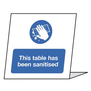 This Table has been Sanitised - Single Sided Table Card (Pack of 5)